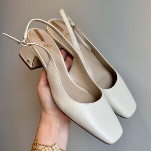 Ivory Leather Slingbacks